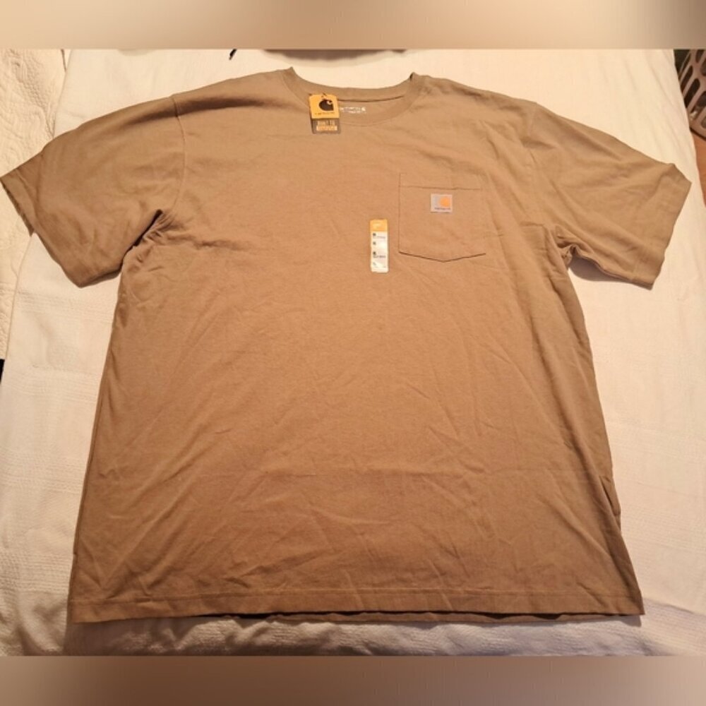Carhartt men's size XL heavyweight short sleeve pocket shirt Desert Tan NEW